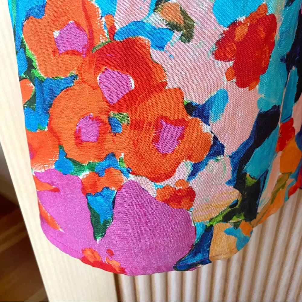 Mara Hoffman mei linen midi dress red florals - Picture 10 of 13